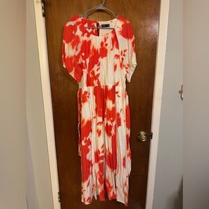 Simply Vera Vera Wang Orange and White Floral Maxi Dress with pockets